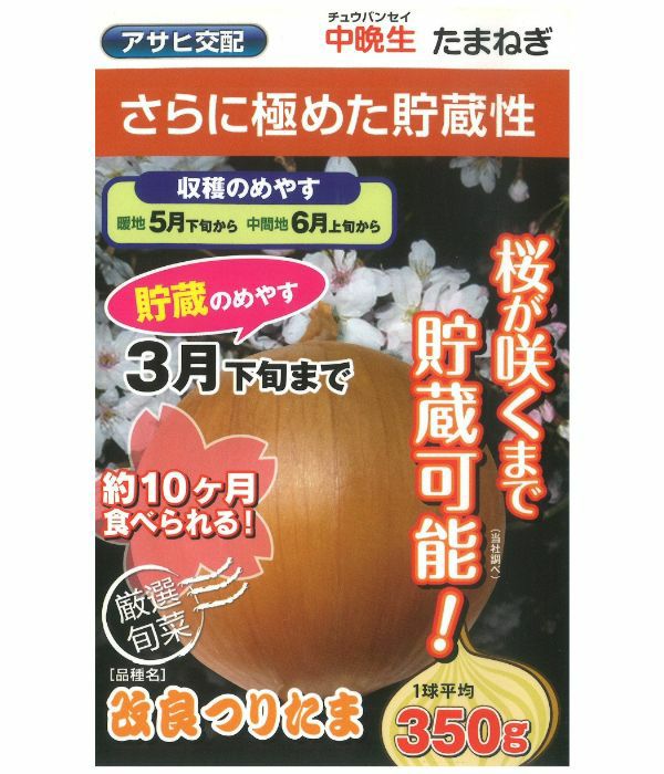 アサヒ交配 改良つりたま（たまねぎの種）|固定種 在来種に強い 野菜の