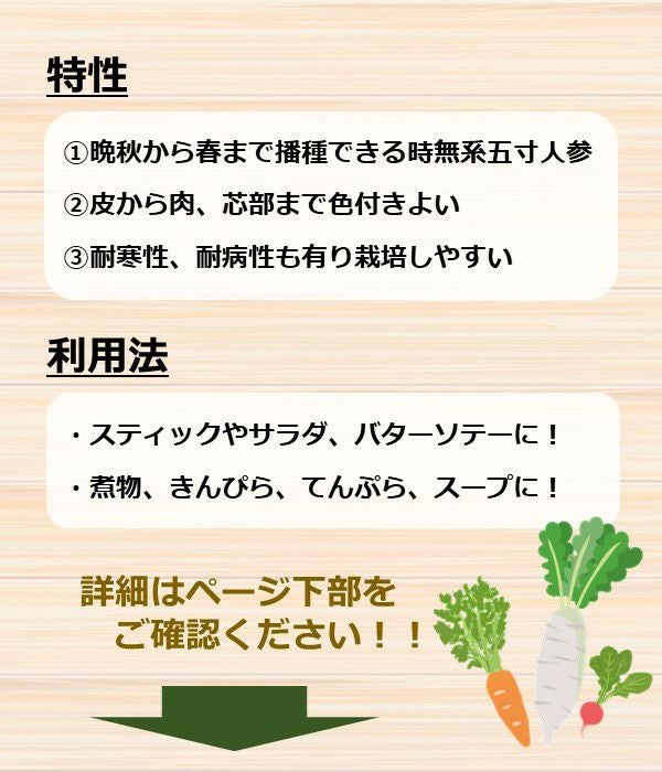 アサヒ育成 旭光大型新五寸人参（にんじんの種）|固定種 在来種に強い