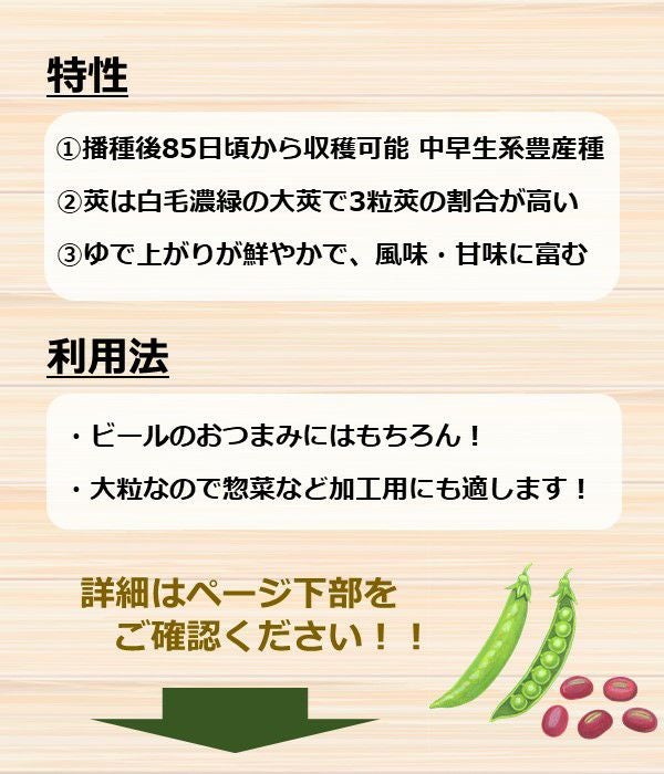 アサヒ育成 みどりの雫枝豆（エダマメの種）|固定種 在来種に強い 野菜