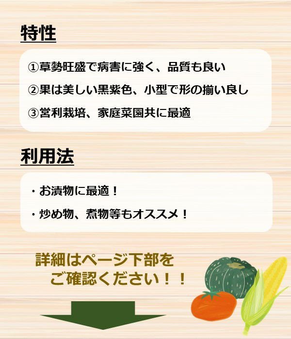 小茄子（蔓細千成茄子）(ナスの種）【固定種】|固定種 在来種に強い