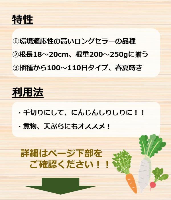 にんじんページ ちはま五寸｜春夏まき兼用ニンジン｜ニンジン｜商品情報 - 野菜 | 横浜植木