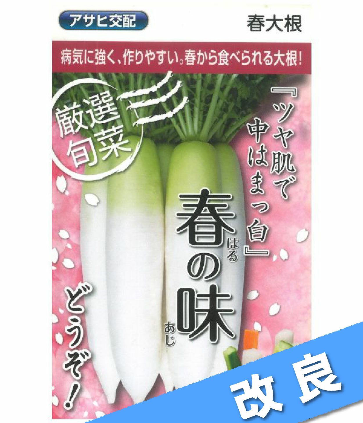アサヒ交配 改良春の味（大根の種）|固定種 在来種に強い 野菜のタネ